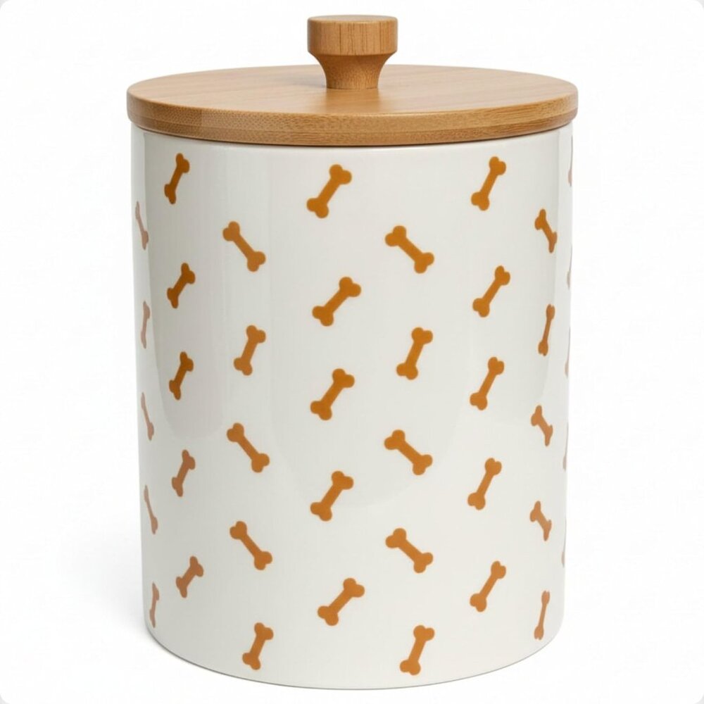 Ceramic Dog Treat Jar for Kitchen Counter